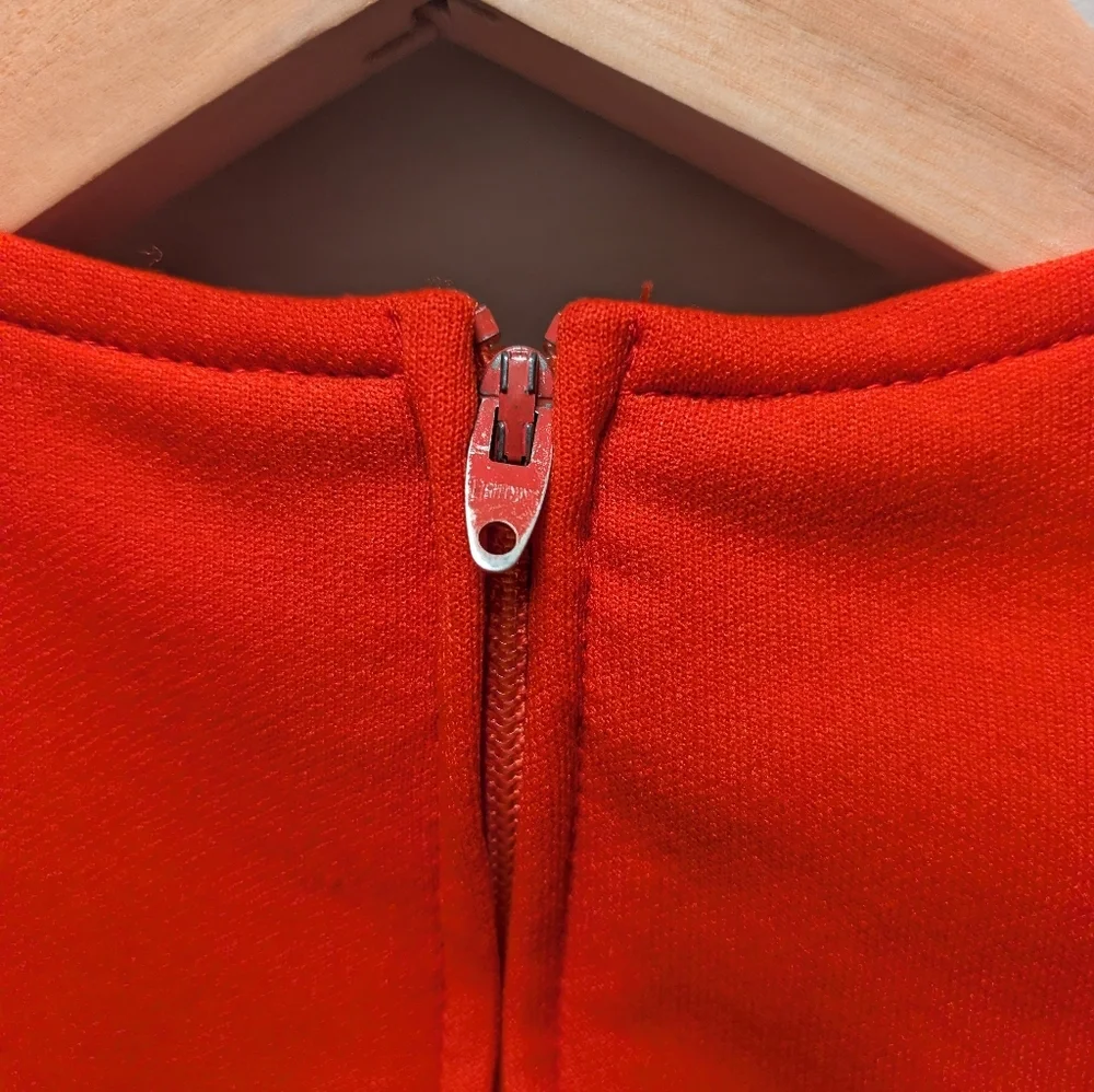 Vintage Miss Sun Valley Red Orange Asymmetrical Panel Dress – 1960s / 1970s - Picture 4 of 10